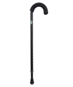 Bastón de Aluminio Esmaltado - Mango Curvo - Negro Mate Texturizado