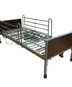 Cama Eléctrica de 3 Posiciones con Panel Rígido y Barandales Desmontables - Gris