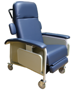 Sillón Reposet para Hemodiálisis Reclinable con Charolas Laterales - Tapicería Vinyl Azul