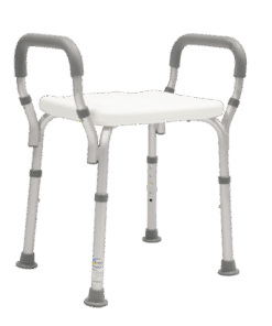 Banco para Ducha de Aluminio sin Respaldo y con Brazos Desarmables - Blanco