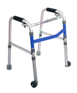 Andadera de Aluminio Infantil Plegable con Ruedas de 2 pulgadas - Azul