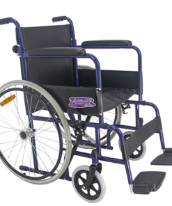 Silla de Ruedas Folding Compacta con Respaldo Plegable - Descansapies Desmontables y Brazos Fijos - Azul