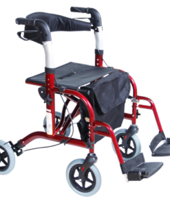 Andadera Rollator Travel de Aluminio con Descansapies - Plegable - Roja