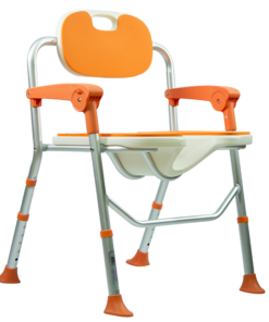 Silla Ducha Aluminio Plegable Respaldo y Ergonomía Naranja