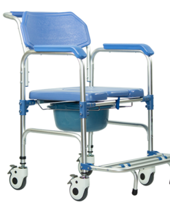 Silla Cómodo Ducha Aluminio Reposapiés Integrado Azul